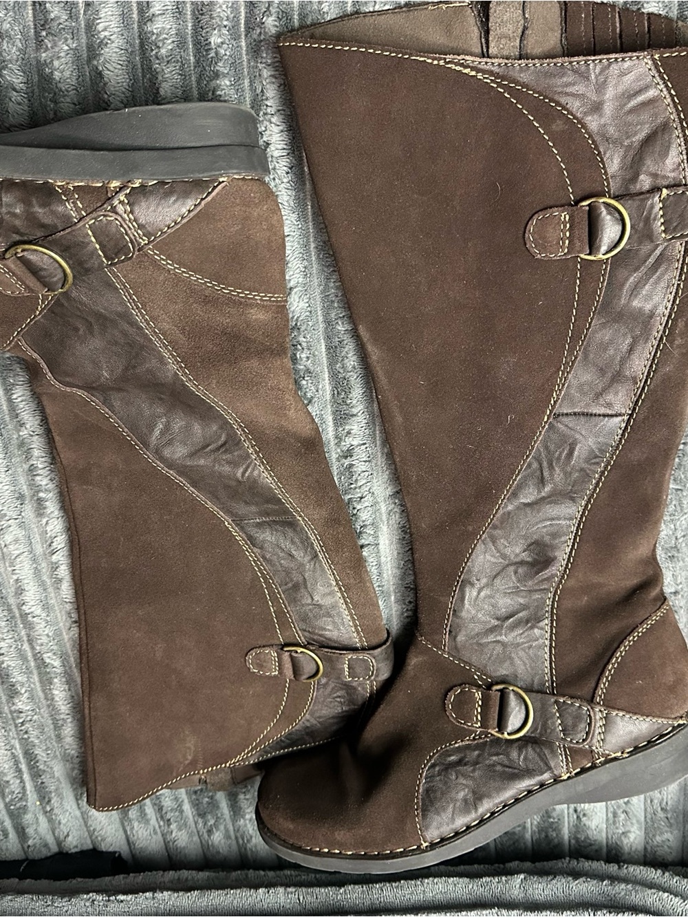 Clarks Brown Suede and Leather Knee high Boots wide calf